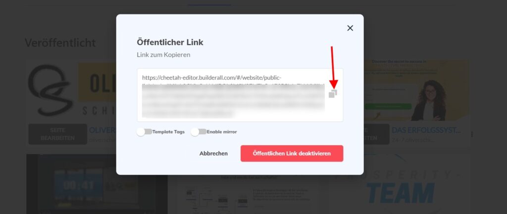 Builderall übertragung Webseite