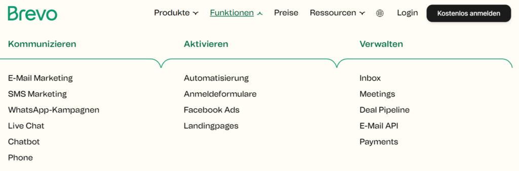 Brevo sendinblue Funktionen