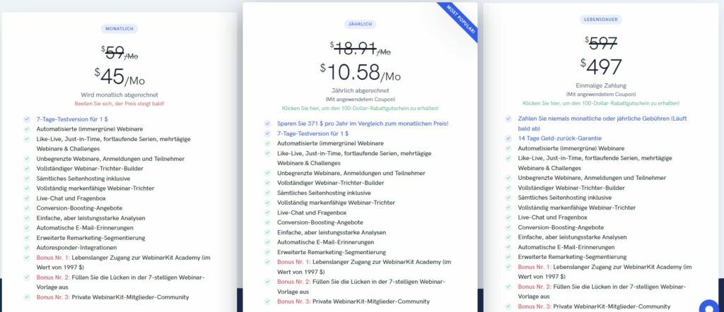 Webinarkit Preise